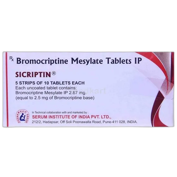 sicriptin 2.5mg tablet 10's